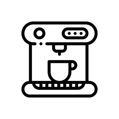 Kahve makinesi ikonu. Beyaz Arkaplanda İnce Doğrusal Tasarım