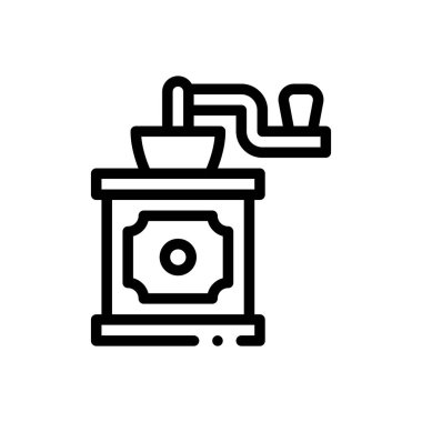 Kahve öğütücü ikonu. Beyaz Arkaplanda İnce Doğrusal Tasarım