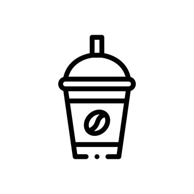 Kahve fincanı ikonu. Beyaz Arkaplanda İnce Doğrusal Tasarım