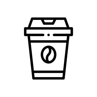 Kahve fincanı ikonu. Beyaz Arkaplanda İnce Doğrusal Tasarım