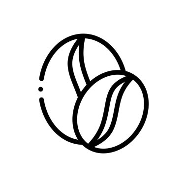 Kahve çekirdeği ikonu. Beyaz Arkaplanda İnce Doğrusal Tasarım