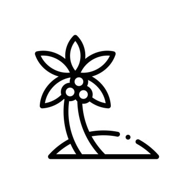 Hindistan cevizi ağacı ikonu. Beyaz Arkaplanda İnce Doğrusal Tasarım