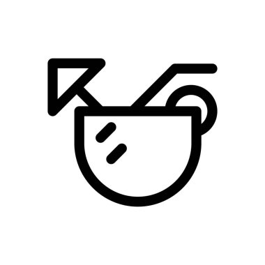 Hindistan cevizi suyu ikonu. Beyaz Arkaplanda İnce Doğrusal Tasarım