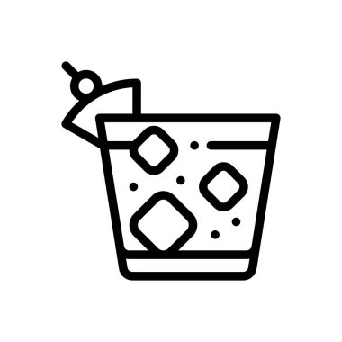 Kokteyl ikonu. Beyaz Arkaplanda İnce Doğrusal Tasarım