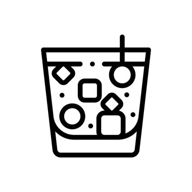 Kokteyl ikonu. Beyaz Arkaplanda İnce Doğrusal Tasarım