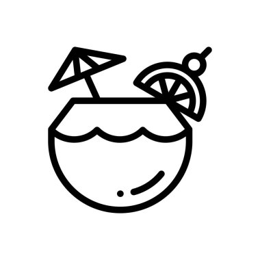 Kokteyl ikonu. Beyaz Arkaplanda İnce Doğrusal Tasarım