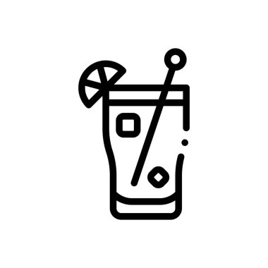 Kokteyl ikonu. Beyaz Arkaplanda İnce Doğrusal Tasarım