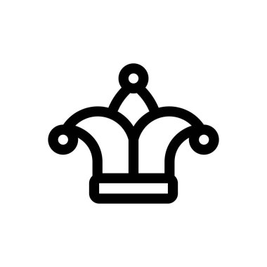 Palyaço şapkası ikonu. Beyaz Arkaplanda İnce Doğrusal Tasarım