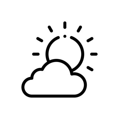 Bulutlu simge. Beyaz Arkaplanda İnce Doğrusal Tasarım