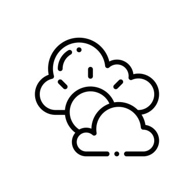 Bulutlu gün simgesi. Beyaz Arkaplanda İnce Doğrusal Tasarım