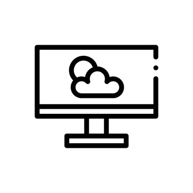 Bulutlar ve güneş ikonu. Beyaz Arkaplanda İnce Doğrusal Tasarım