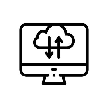 Bulut simgesi. Beyaz Arkaplanda İnce Doğrusal Tasarım