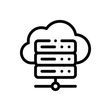 Bulut sunucusu simgesi. Beyaz Arkaplanda İnce Doğrusal Tasarım