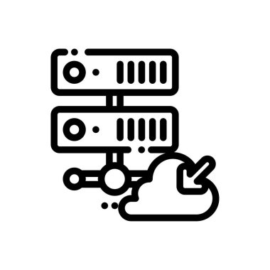 Bulut sunucusu simgesi. Beyaz Arkaplanda İnce Doğrusal Tasarım