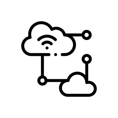 bulut ağı simgesi. Beyaz Arkaplanda İnce Doğrusal Tasarım