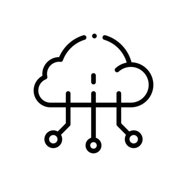 Bulut hesaplama simgesi. Beyaz Arkaplanda İnce Doğrusal Tasarım