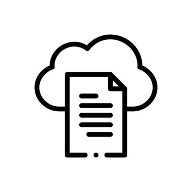 Bulut hesaplama simgesi. Beyaz Arkaplanda İnce Doğrusal Tasarım