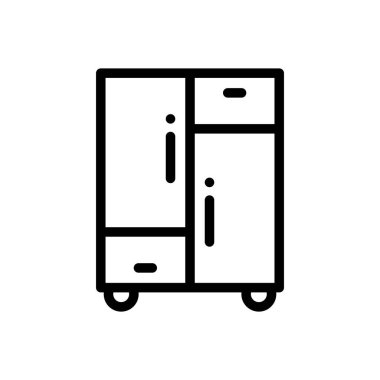 Dolap ikonu. Beyaz Arkaplanda İnce Doğrusal Tasarım