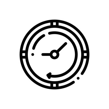 Saat simgesi. Beyaz Arkaplanda İnce Doğrusal Tasarım