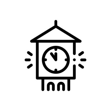 Saat kulesi simgesi. Beyaz Arkaplanda İnce Doğrusal Tasarım