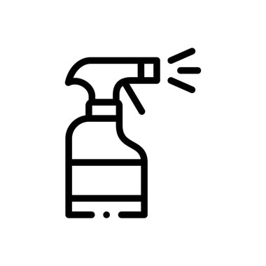 Temizlik spreyi ikonu. Beyaz Arkaplanda İnce Doğrusal Tasarım