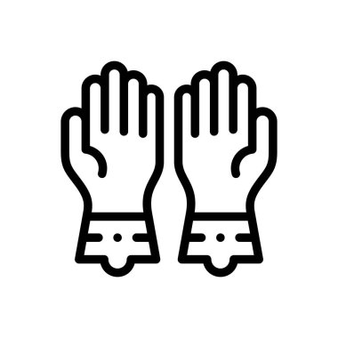 Temizlik eldiveni ikonu. Beyaz Arkaplanda İnce Doğrusal Tasarım