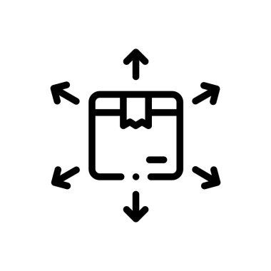 Dağıtım simgesi. Beyaz Arkaplanda İnce Doğrusal Tasarım