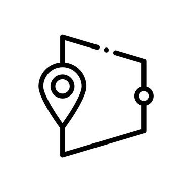 Uzaklık simgesi. Beyaz Arkaplanda İnce Doğrusal Tasarım