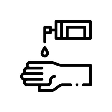 Dezenfeksiyon ikonu. Beyaz Arkaplanda İnce Doğrusal Tasarım