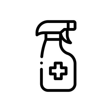 Dezenfeksiyon ikonu. Beyaz Arkaplanda İnce Doğrusal Tasarım