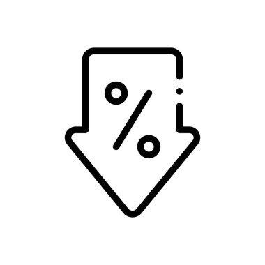 İndirim simgesi. Beyaz Arkaplanda İnce Doğrusal Tasarım