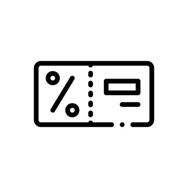 İndirim kuponu ikonu. Beyaz Arkaplanda İnce Doğrusal Tasarım