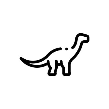 Dinozor ikonu. Beyaz Arkaplanda İnce Doğrusal Tasarım