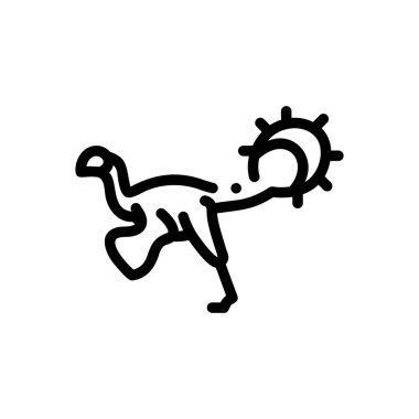 Dinozor ikonu. Beyaz Arkaplanda İnce Doğrusal Tasarım