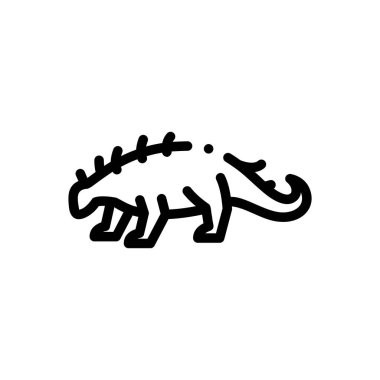 Dinozor ikonu. Beyaz Arkaplanda İnce Doğrusal Tasarım