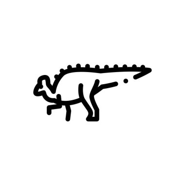 Dinozor ikonu. Beyaz Arkaplanda İnce Doğrusal Tasarım