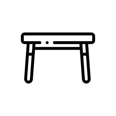 Yemek masası ikonu. Beyaz Arkaplanda İnce Doğrusal Tasarım