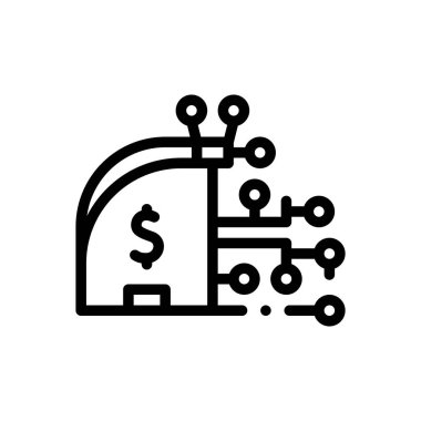 dijital cüzdan simgesi. Beyaz Arkaplanda İnce Doğrusal Tasarım