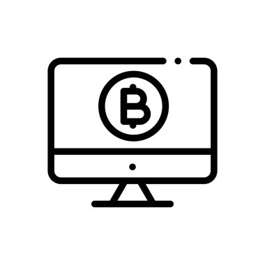 Dijital para simgesi. Beyaz Arkaplanda İnce Doğrusal Tasarım