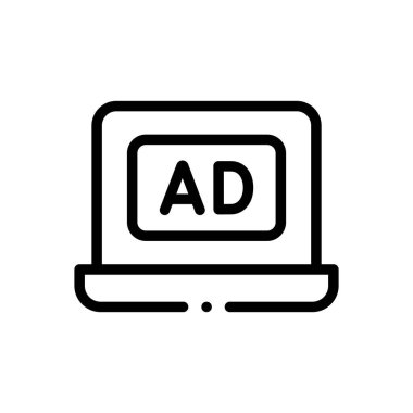 Dijital pazarlama ikonu. Beyaz Arkaplanda İnce Doğrusal Tasarım