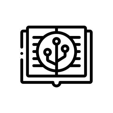 dijital kitap ikonu. Beyaz Arkaplanda İnce Doğrusal Tasarım