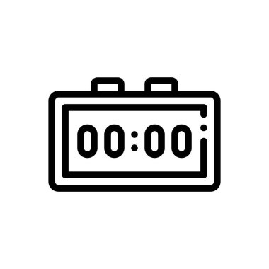 dijital çalar saat simgesi. Beyaz Arkaplanda İnce Doğrusal Tasarım