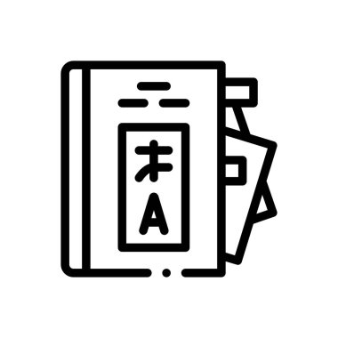 sözlük simgesi. Beyaz Arkaplanda İnce Doğrusal Tasarım