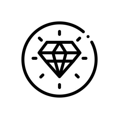 Elmas ikonu. Beyaz Arkaplanda İnce Doğrusal Tasarım