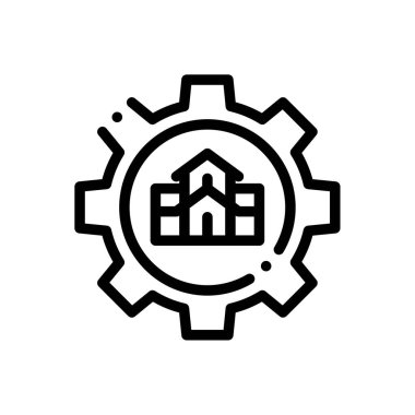 Geliştirme simgesi. Beyaz Arkaplanda İnce Doğrusal Tasarım