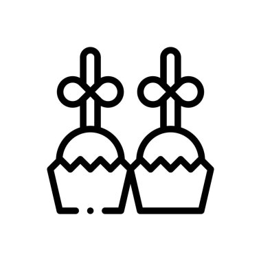 Tatlı ikonu. Beyaz Arkaplanda İnce Doğrusal Tasarım