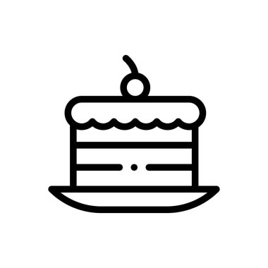 Tatlı ikonu. Beyaz Arkaplanda İnce Doğrusal Tasarım