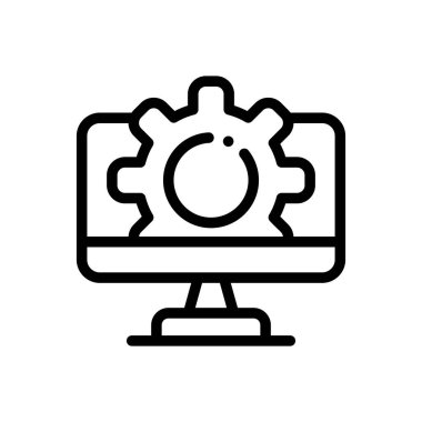 masaüstü simgesi. Beyaz Arkaplanda İnce Doğrusal Tasarım