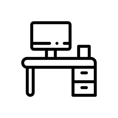 Masa simgesi. Beyaz Arkaplanda İnce Doğrusal Tasarım