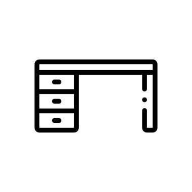 Masa simgesi. Beyaz Arkaplanda İnce Doğrusal Tasarım